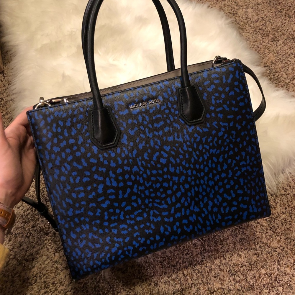 Michael Kors Purse in Black and Blue Cheetah Print